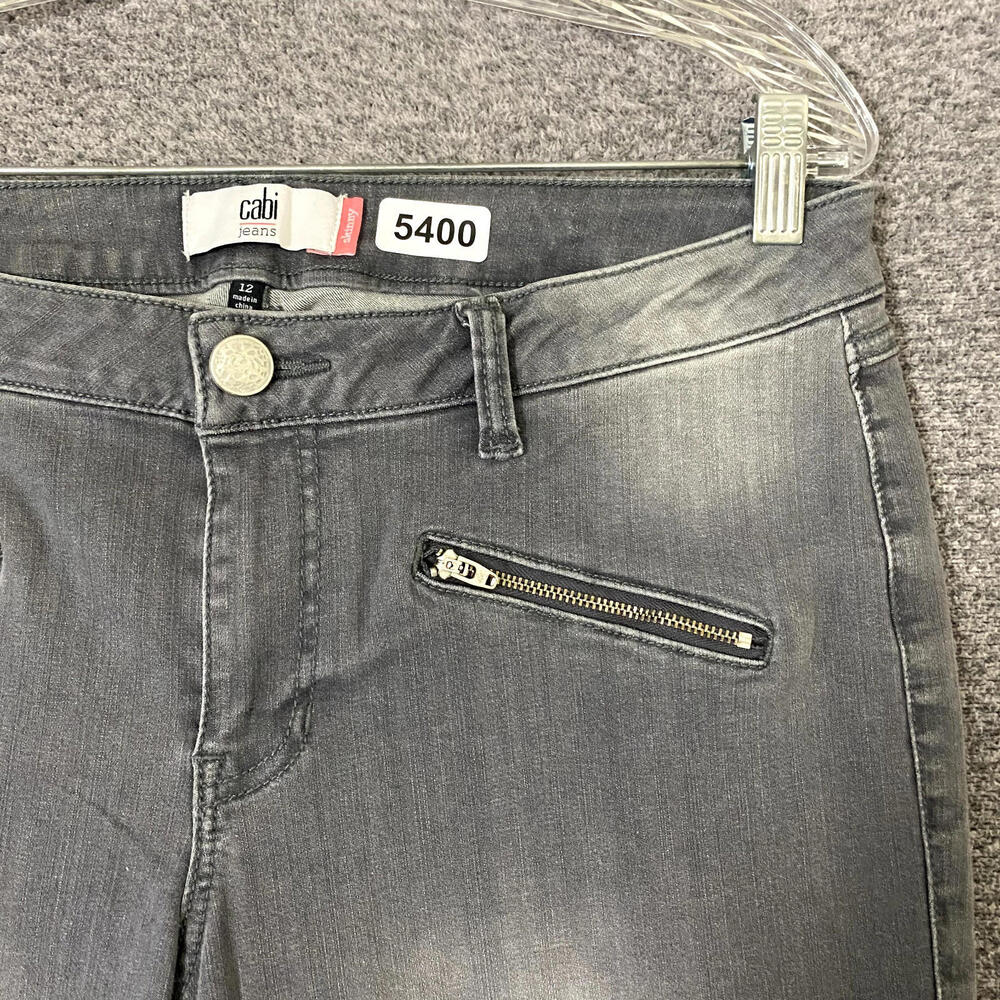 Cabi Women’s Size 12 Gray Skinny Zip Pocket Stretch Denim Jeans - Picture 6 of 11